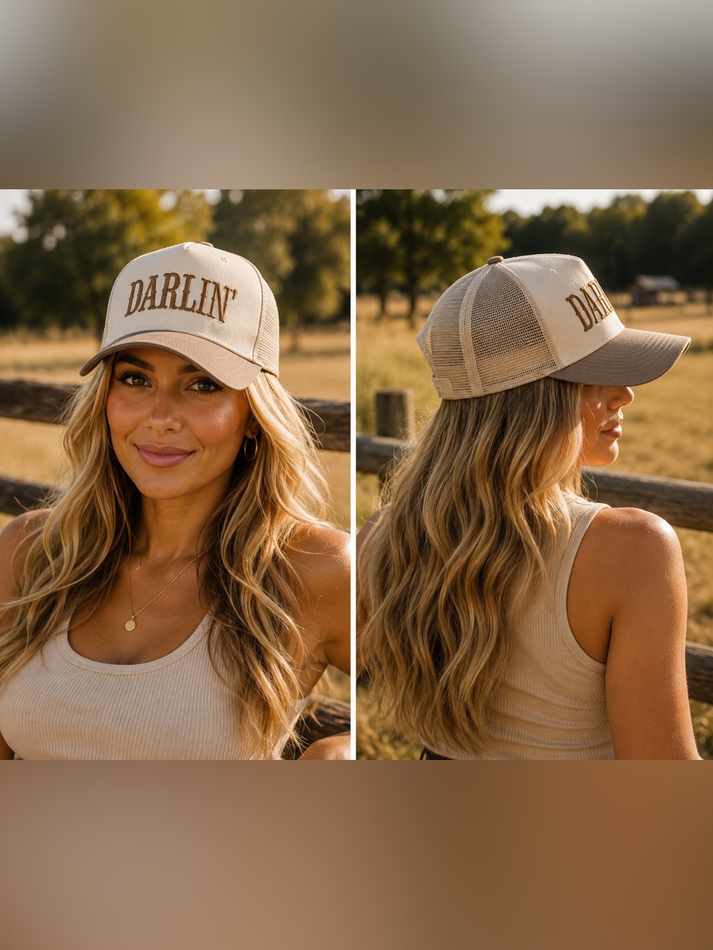 🆕 Darlin’ Ash Mocha Trucker Hat Embroidered Mesh Snapback Cap NEW - Picture 2 of 2